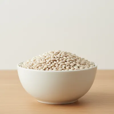 Bowl of uncooked barley grains