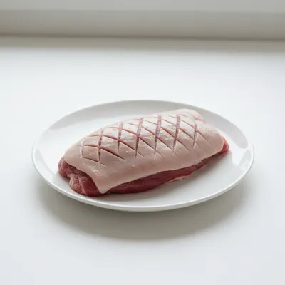 Raw duck breast on a plate