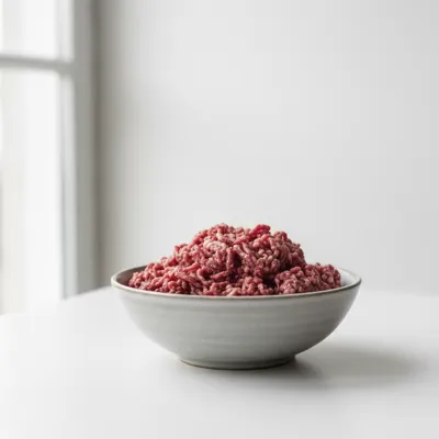 Raw ground beef in a bowl