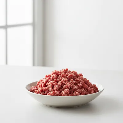 Raw ground lamb in a bowl