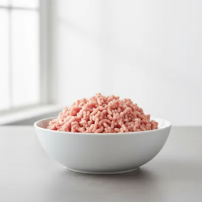 Raw ground veal in a bowl