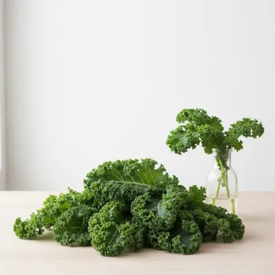 Fresh kale leaves on a table