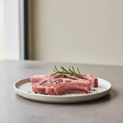 Raw lamb chops on a plate