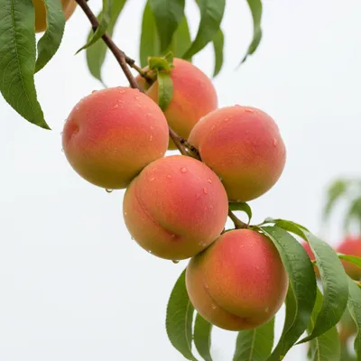 Fresh peaches on a tree