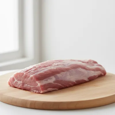Raw pork tenderloin on a cutting board