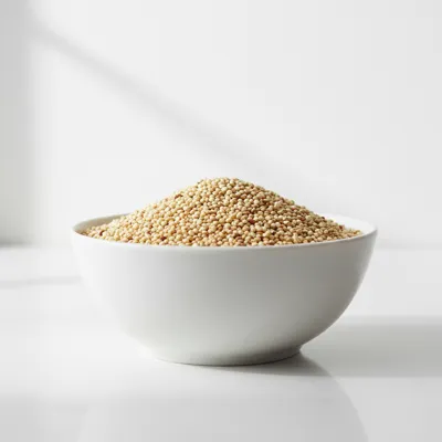 Bowl of uncooked quinoa