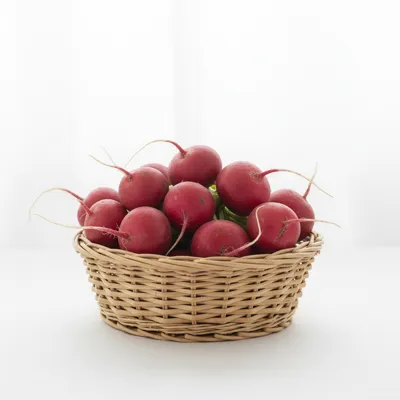 Fresh radishes in a basket