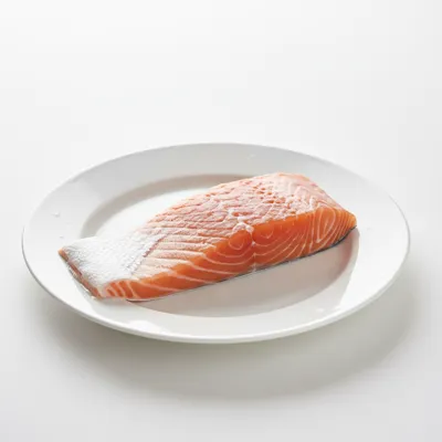 Fresh salmon fillet with skin on