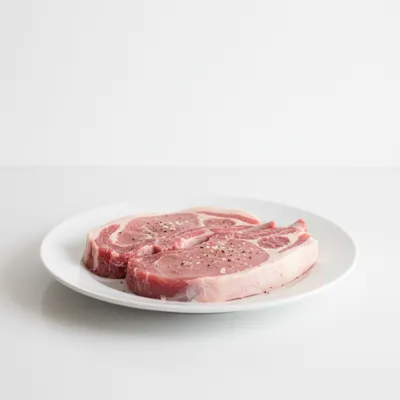 Raw veal chops on a plate