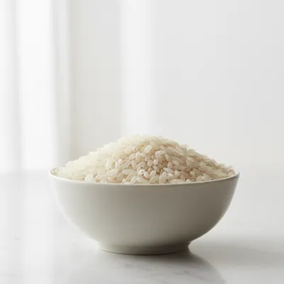 Bowl of uncooked white rice