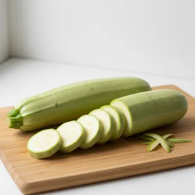 Fresh zucchini on a cutting board
